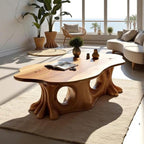 Solid wood coffee table tree trunk driftwood sculpture stump side table live edge console table furniture