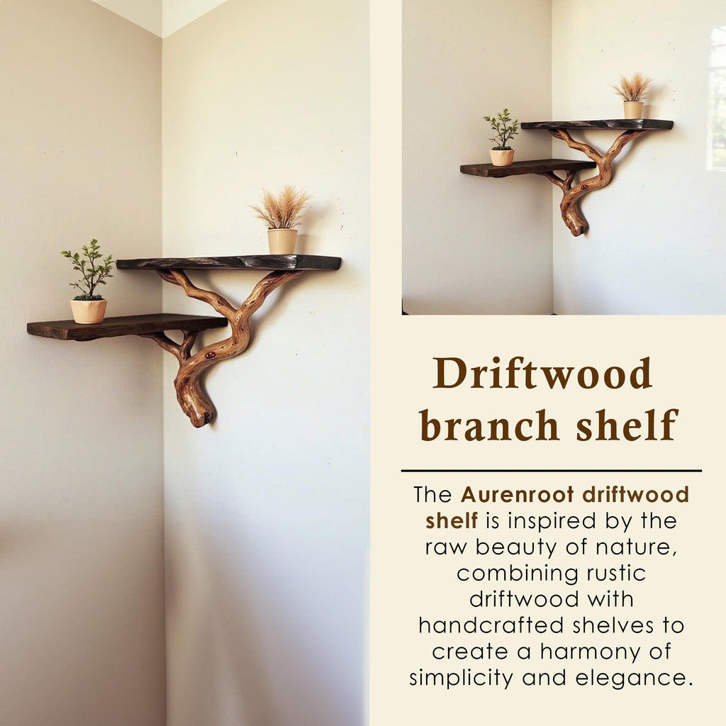 Floating bookshelf live edge floating corner shelves driftwood branch black wall shelf gift for the home