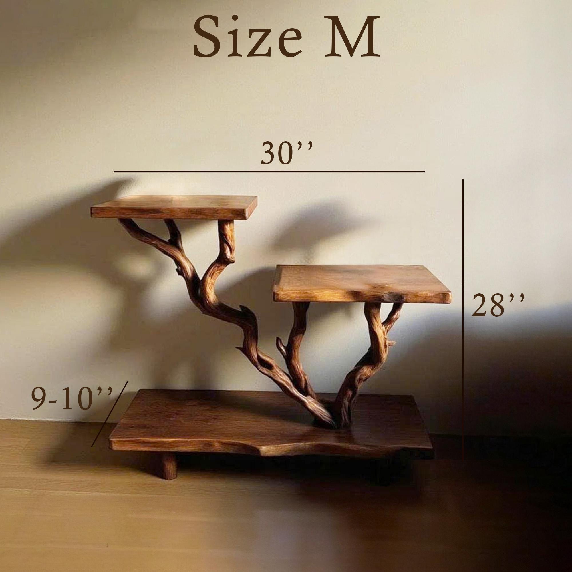 Rustic night stand solid wood bookcase shelves on wall handmade side table decor for bedding room