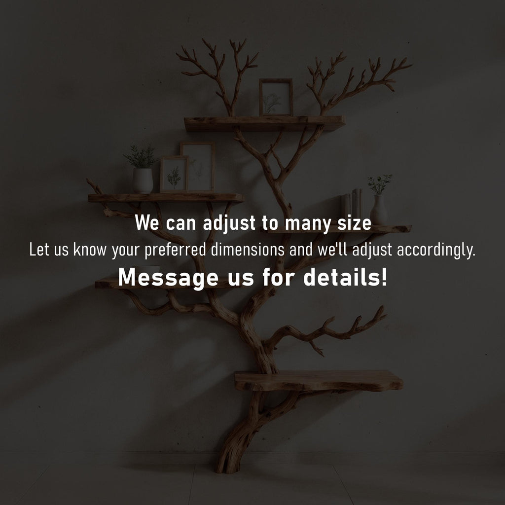 Driftwood branch shelf tree bookshelf wall mounted bookshelves art solid wood bookcase home decor for entryway space