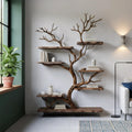 Tree branch bookshelf driftwood live edge floating shelves on wall art home decor