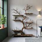 Tree branch bookshelf driftwood live edge floating shelves on wall art home decor
