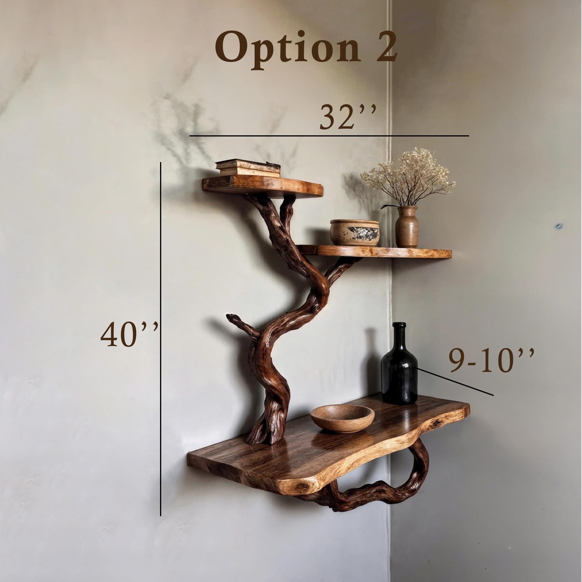 Floating book shelf wood corner tree branch shelves wall mount unique bookshelf decor driftwood art decor for home