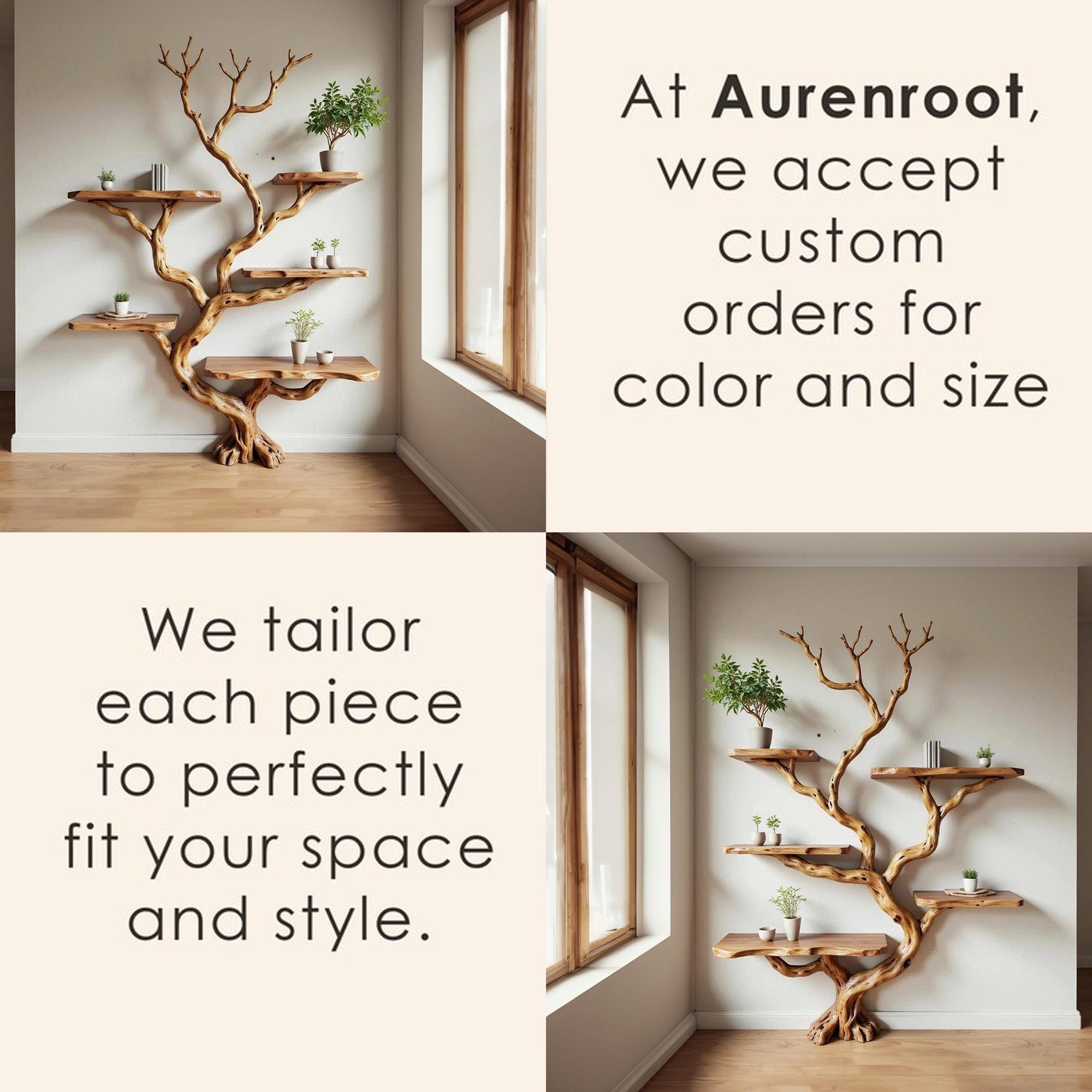 Driftwood tree branch bookshelf wood floating shelf solid wood bookcase home decor for living room