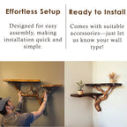 Floating bookshelf live edge floating corner shelves driftwood branch black wall shelf gift for the home