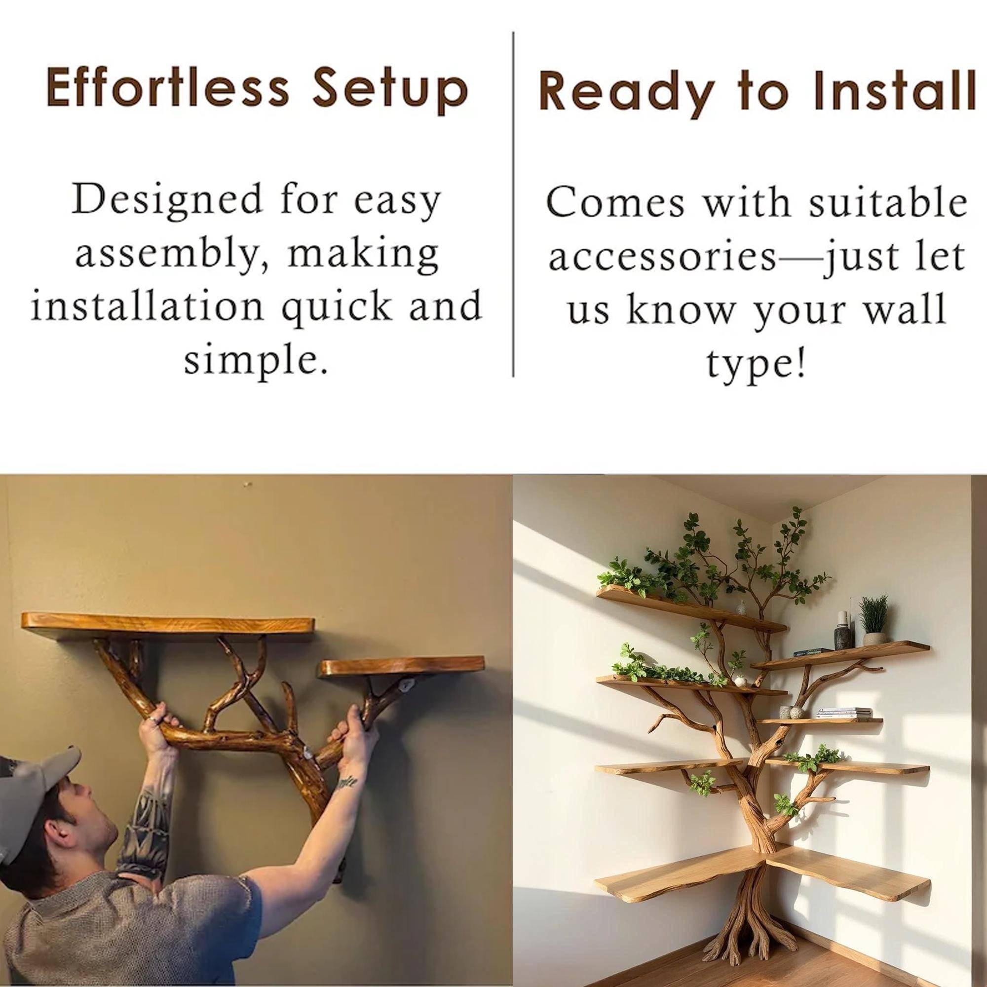 Corner floating bookshelf wall mount tree branch bookcase sculptured shelving furniture