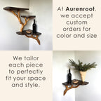 Wood corner floating bookshelf tree branch driftwood wall mount shelving branch shelf art handmade furniture