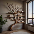 Corner driftwood tree branch solid wood bookshelf wall mount floating live edge furniture decoration