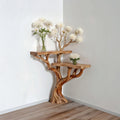 Corner floating console table tree branch driftwood entryway table solid wood plant stand rustic handmade furniture