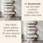 Tree branch bookshelf wall mount reclaimed wood bookcase driftwood sculpture art floating shelves decor