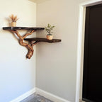 Floating bookshelf live edge floating corner shelves driftwood branch black wall shelf gift for the home
