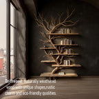 Driftwood tree branch solid wood bookshelf wall mount floating live edge furniture decoration