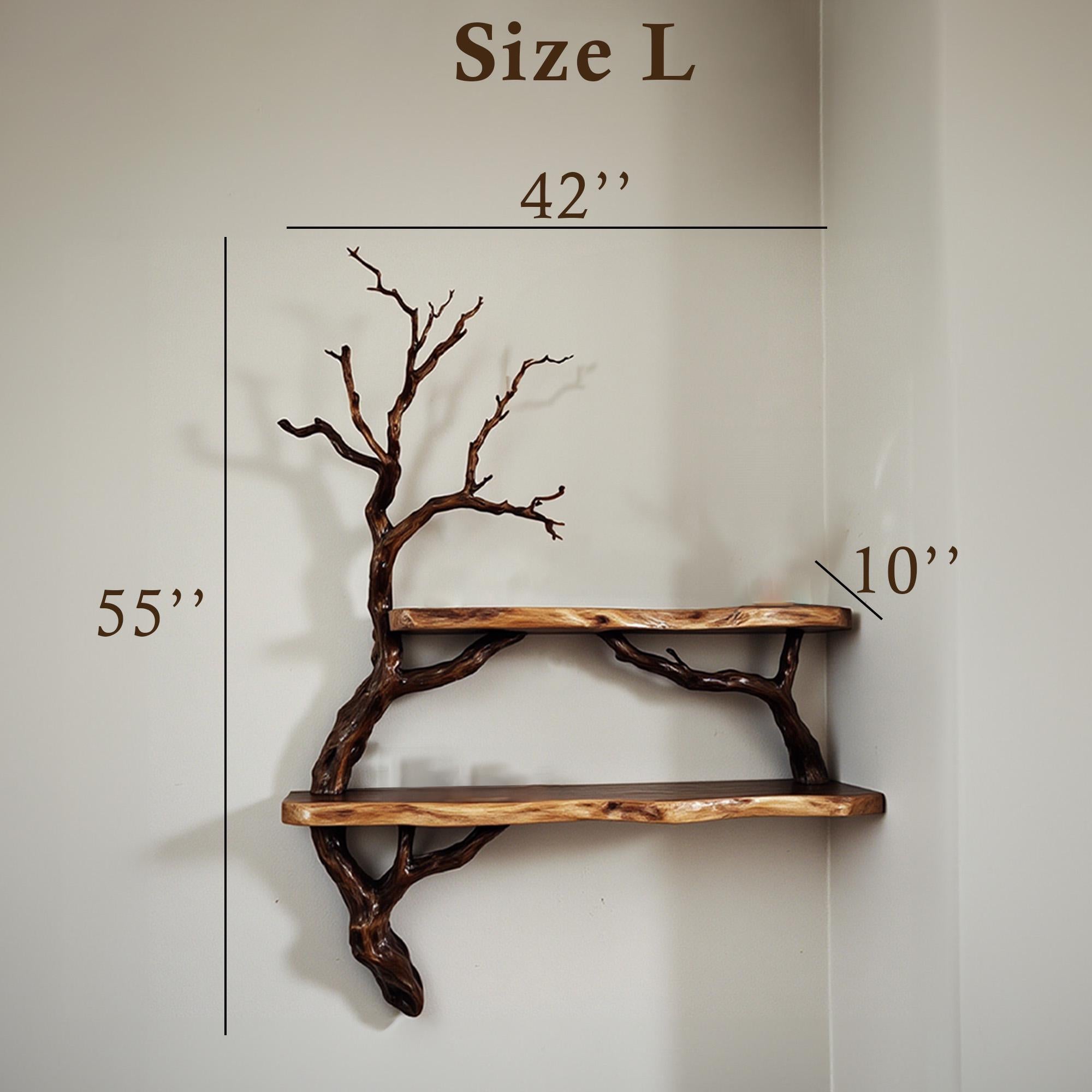 Corner bookshelves solid wood live edge floating shelf on wall tree branch bookshelf decor home art