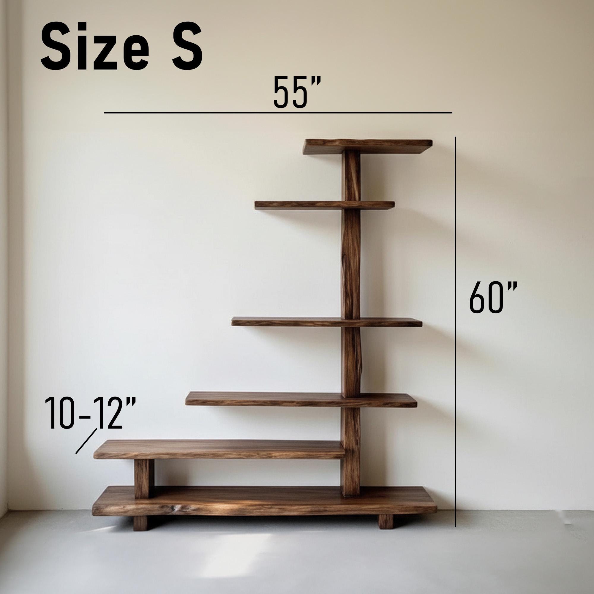 Natural wood bookcase driftwood shelf standing bookshelf live edge shelves wall mounted decor for living room