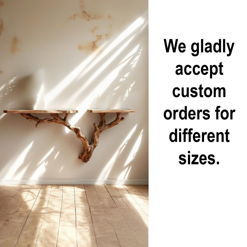 Tree branch bookshelf driftwood shelves art floating wall shelf unique decor gift for him