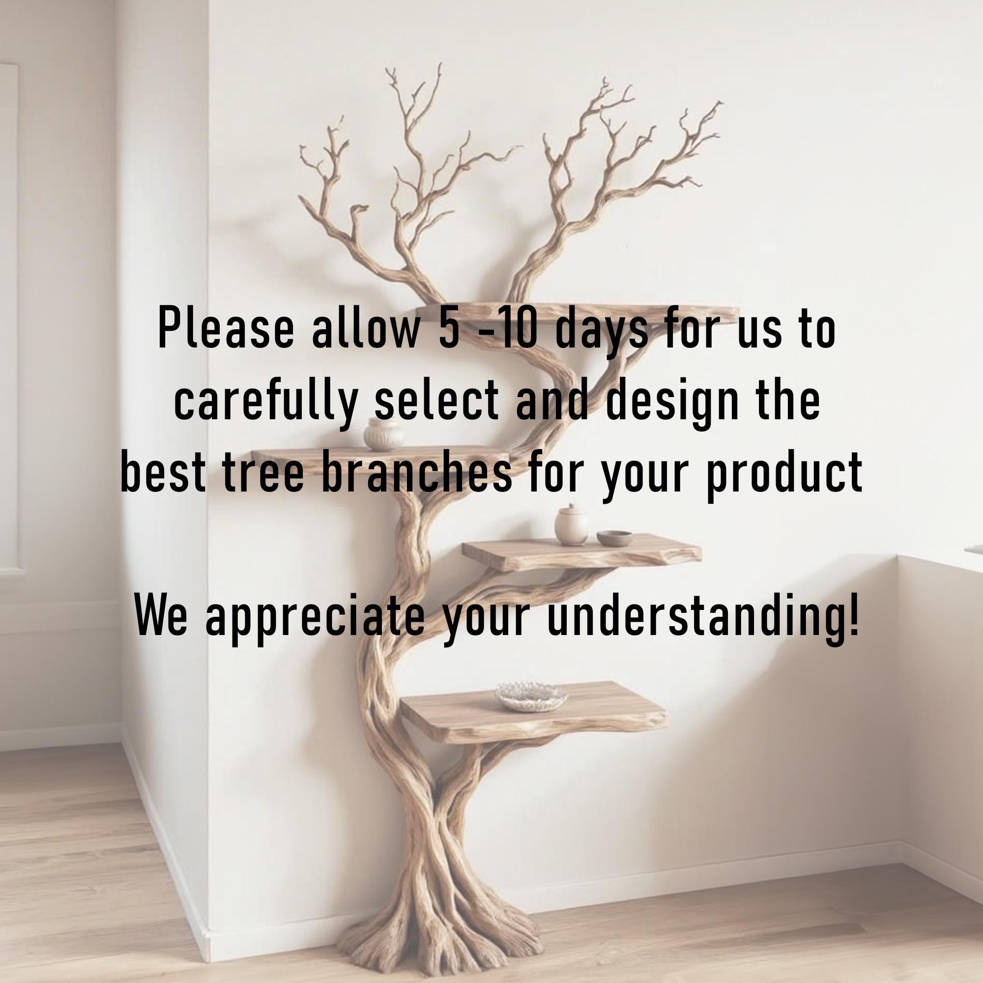 Tree branch bookshelf solid wood floating live edge wood shelves wall mount driftwood carving art rustic decor