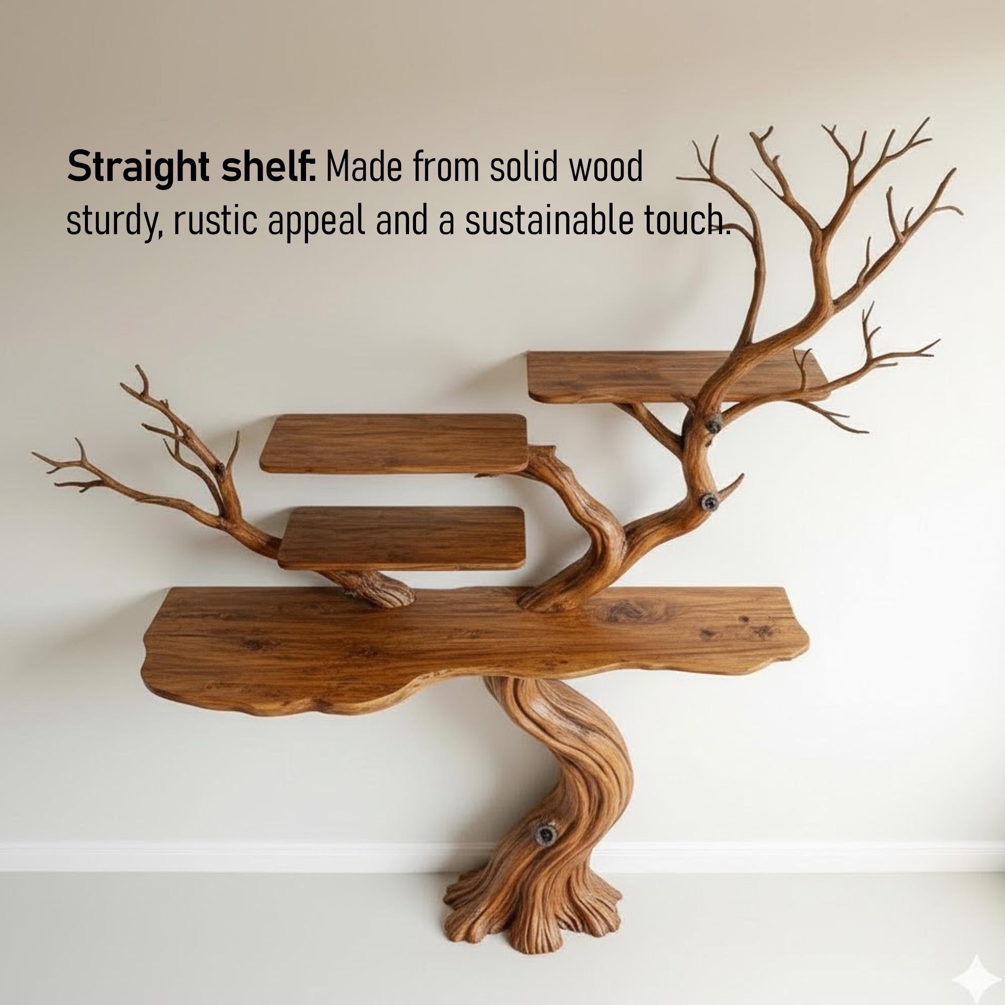 Tree branch book shelf driftwood wall art solid wood bookcase sculpture bookshelf decoration
