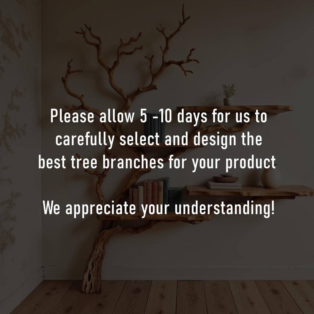 Tree branch bookshelf wall mounted bookcase art driftwood shelf solid wood bookshelves decor for living room