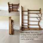 Handmade tree branch bookshelf solid wood live edge furniture display shelf bookcase decoration
