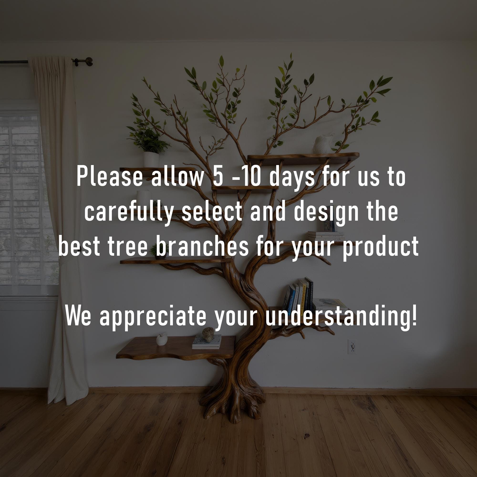 Tree bookshelf driftwood branch shelf on wall mount art solid wood bookcase unique bookshelves decor for living room