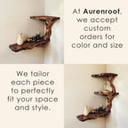 Corner floating bookshelf solid wood tree branch wall mount shelving handmade bookcase wood wall unique furniture decorations