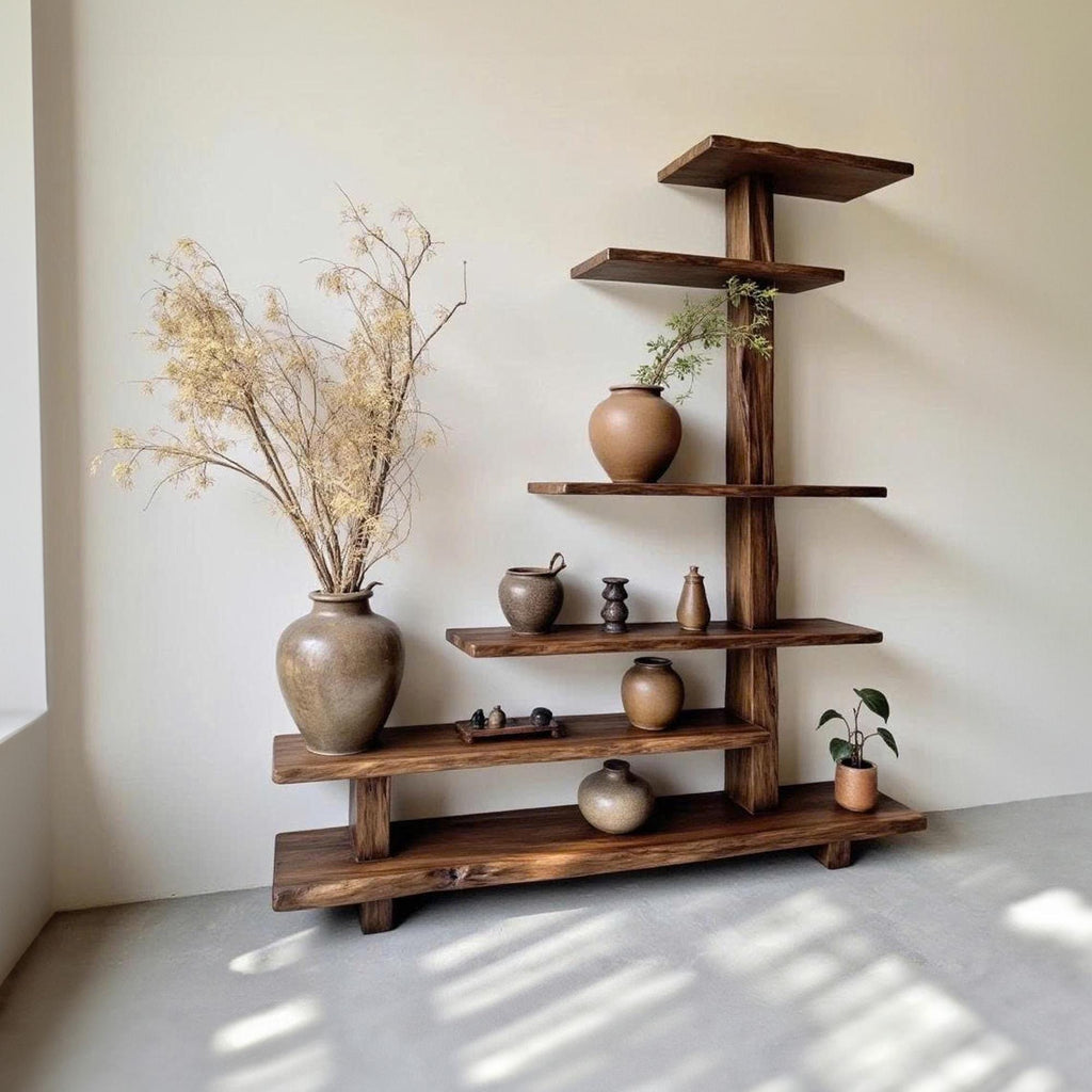 Natural wood bookcase driftwood shelf standing bookshelf live edge shelves wall mounted decor for living room