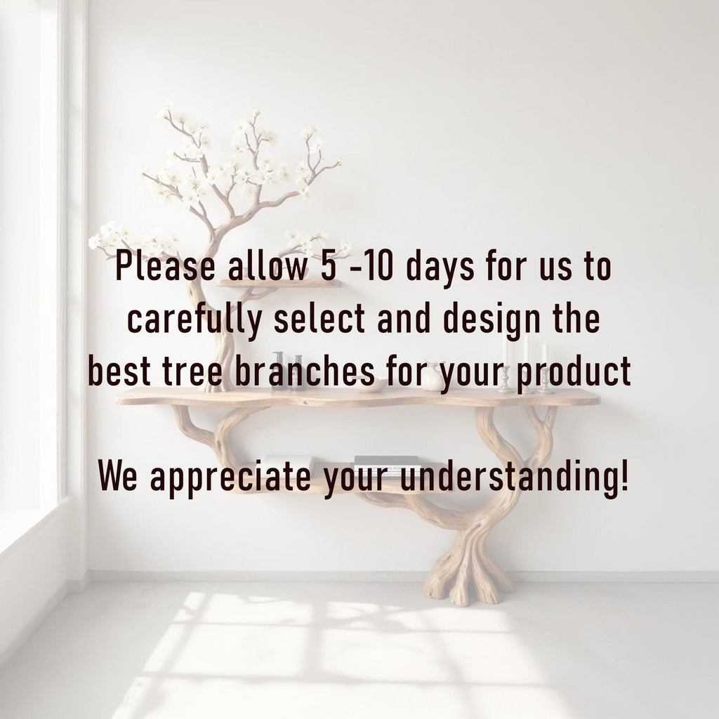 Driftwood console table tree branch entryway table narrow bookshelf display bookcase solid wood