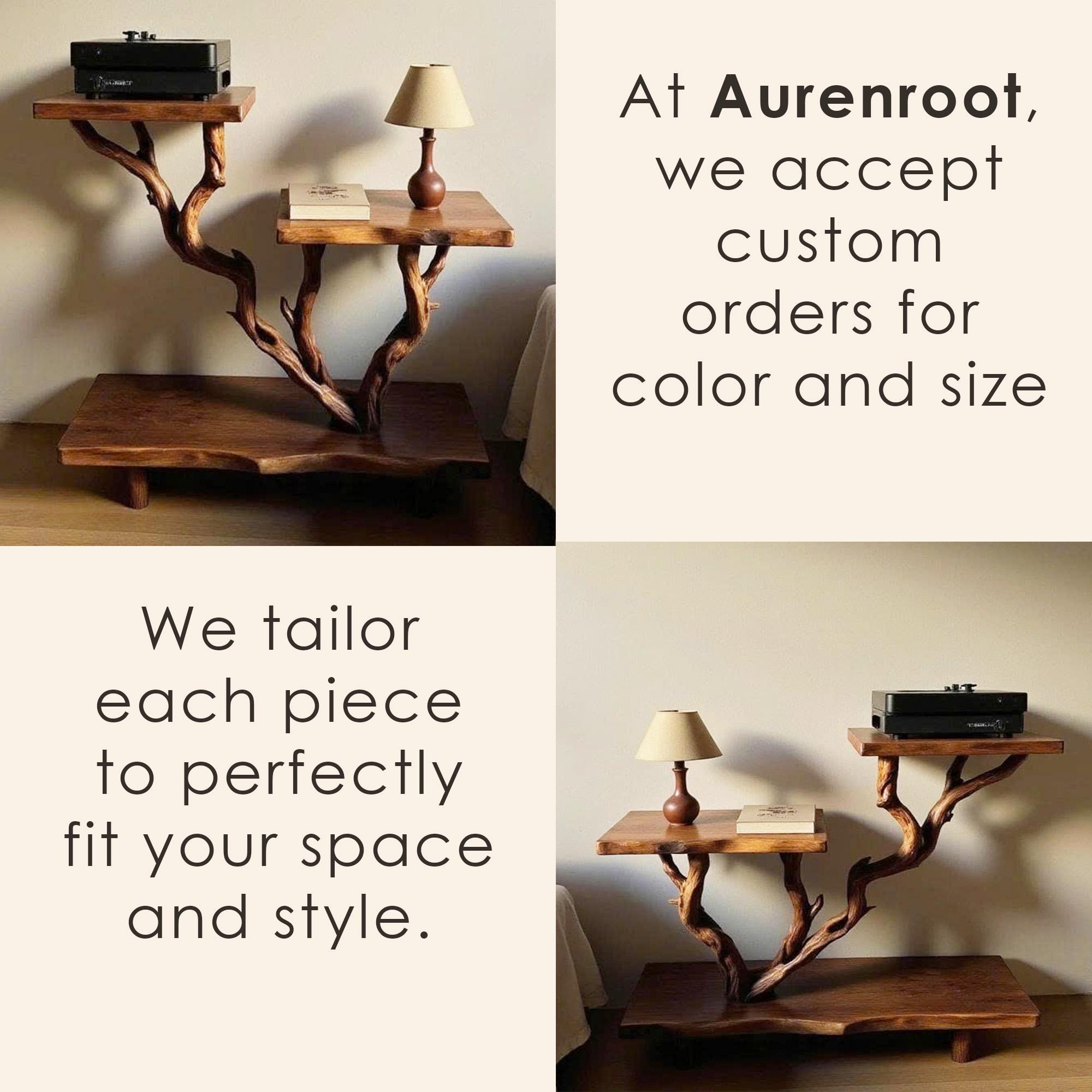 Rustic night stand solid wood bookcase shelves on wall handmade side table decor for bedding room