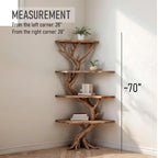 Tree book shelf corner wall shelves solid wood bookshelf driftwood branch floating bookshelves decor housewarming present