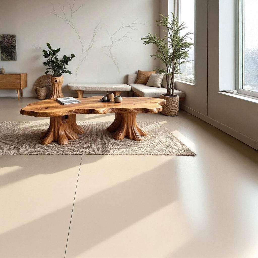 Live edge wood coffee table tree trunk table driftwood sculpture art decor stump side table rustic console table handmade furniture