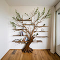 Tree branch bookshelf driftwood shelf on wall art solid wood bookcase book shelf unique decor