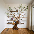 Tree branch bookshelf driftwood shelf on wall art solid wood bookcase book shelf unique decor