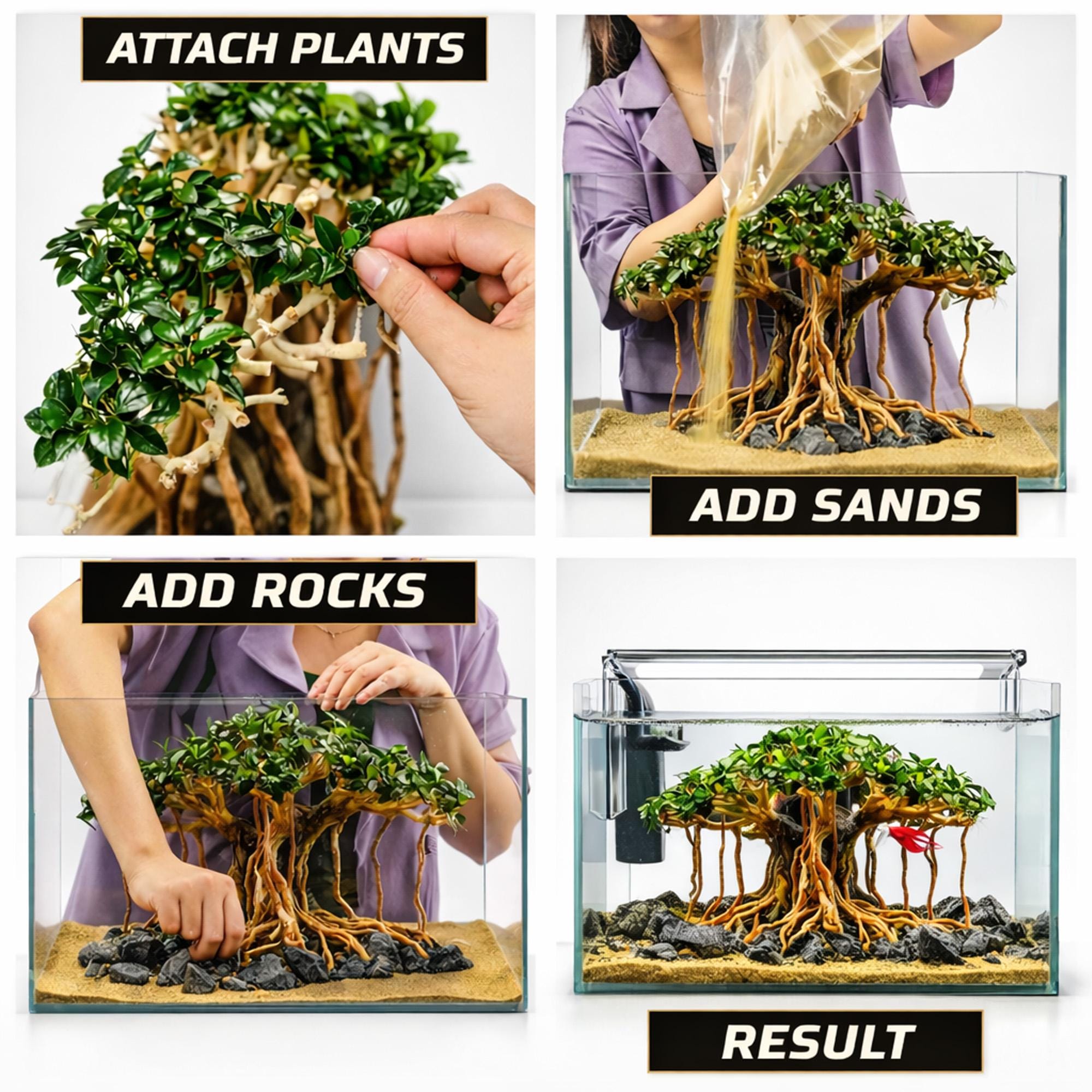 Driftwood bonsai tree aquascape aquarium fish tank plant tree decoration