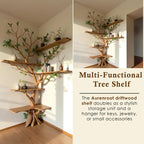 Driftwood branch corner bookshelf tree shelf solid wood bookcase home decor for living room