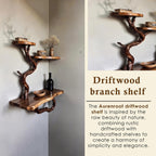 Floating book shelf wood corner tree branch shelves wall mount unique bookshelf decor driftwood art decor for home