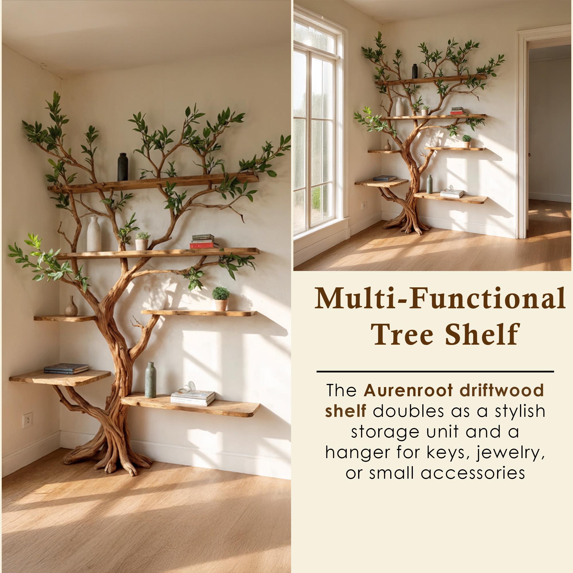 Corner driftwood shelf tree branch bookshelf solid wood bookcase home decor
