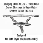 Floating corner shelf driftwood branch wall mounted shelf art bookshelf solid wood decor for home