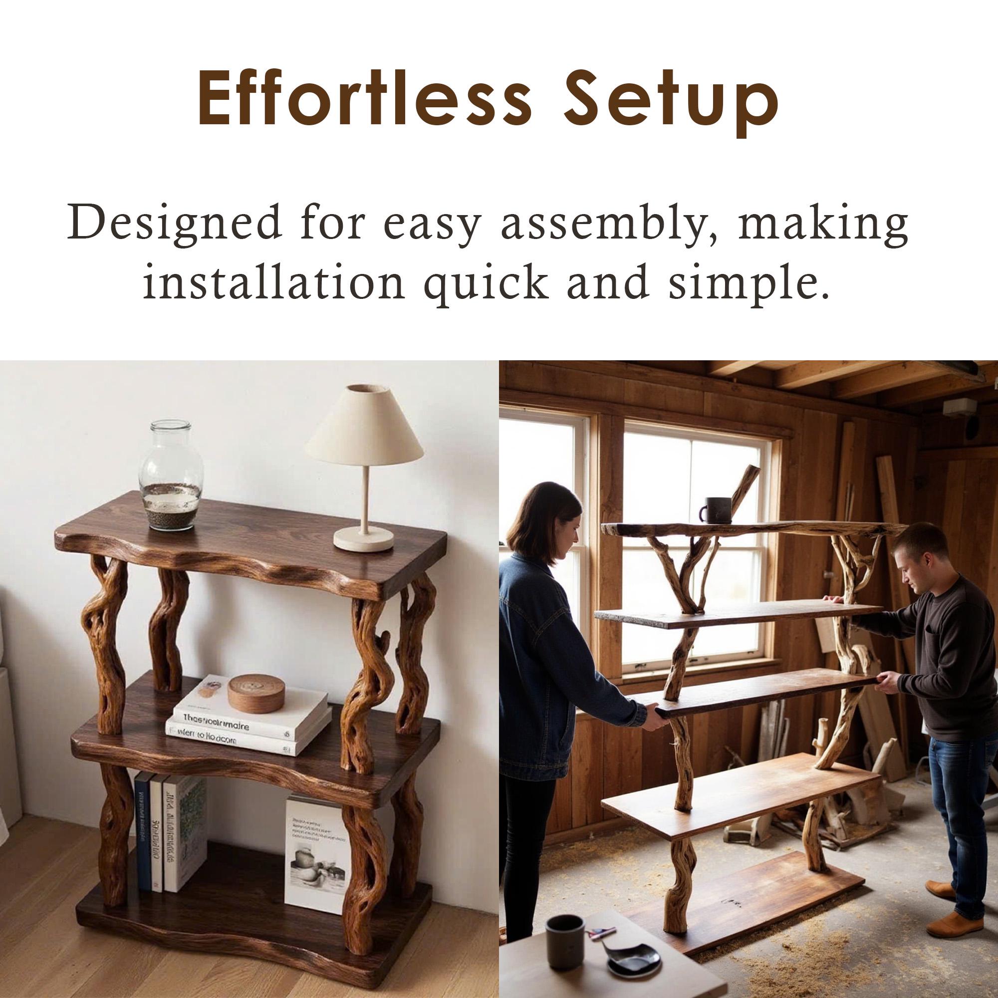 Natural wood bookcase solid wood rustic night stand mini bedside table free standing shelf handmade furniture