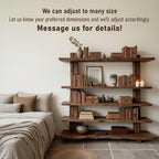 Solid wood bookcase wall mount driftwood bookshelf cabinet mid century shelving display