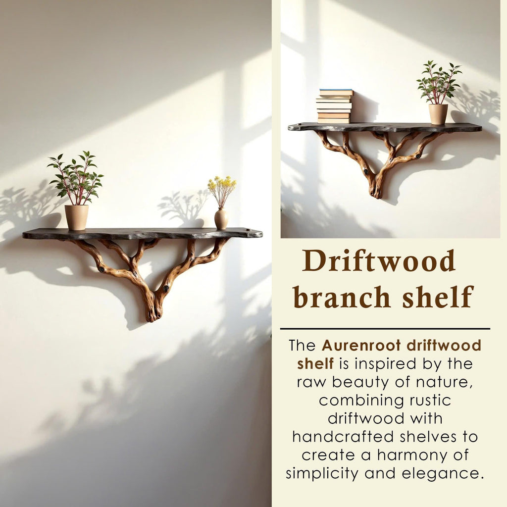 Floating wood tree shelf natural bookshelf solid wood rustic furniture wall mount tree branch shelving handmade furniture decorative