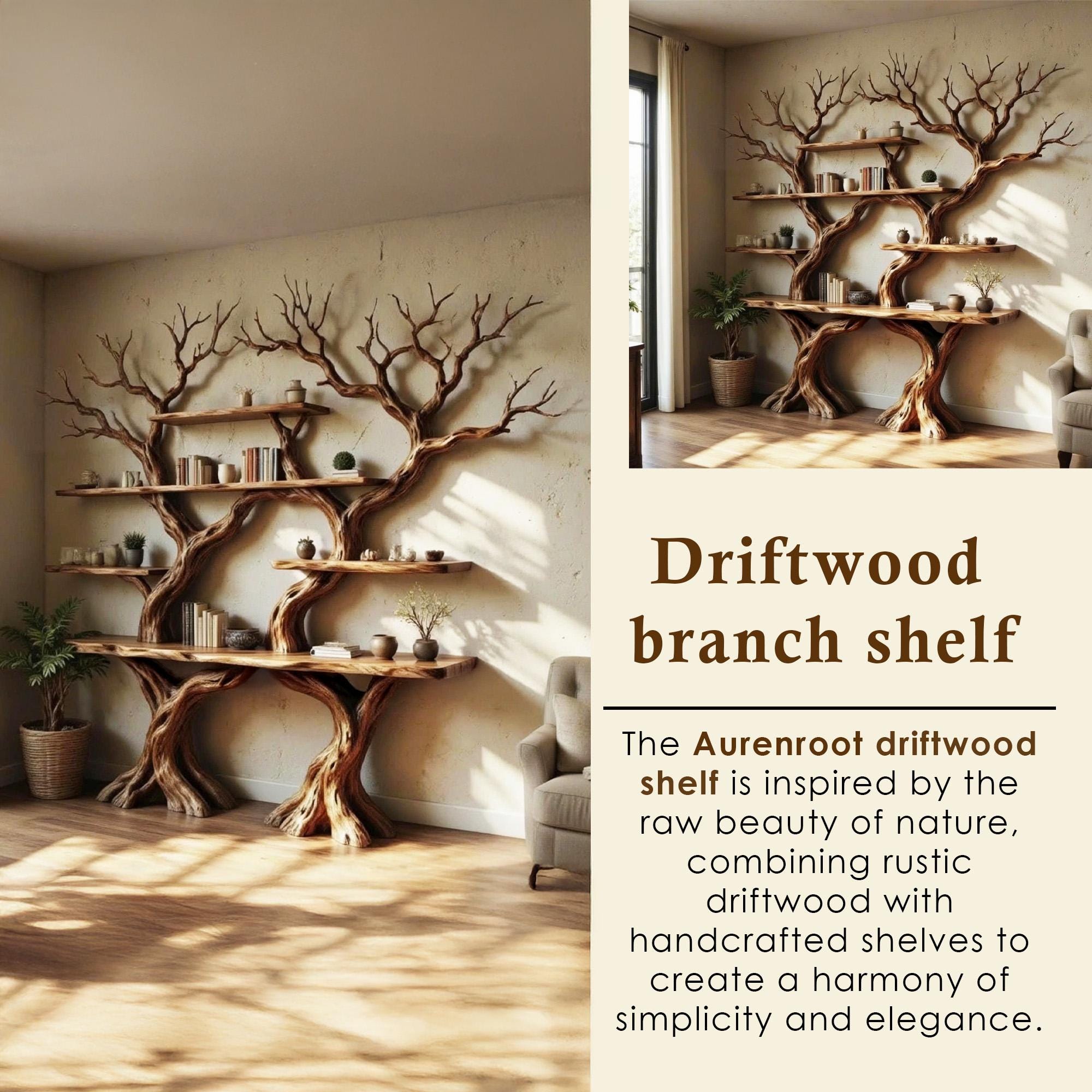 Floor bookcase tree branch book shelf solid wood wall mounted bookshelf driftwood sculpture art