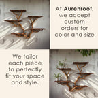 Driftwood floating tree bookshelf walnut color wall mount shelving bookcase solid wood live edge