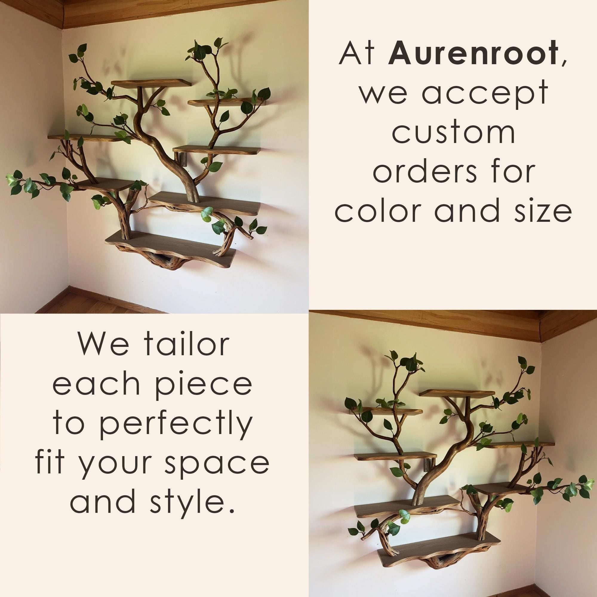 Floating shelf driftwood branch bookcase tree bookshelf wall mount solid wood shelves art decor home for living room