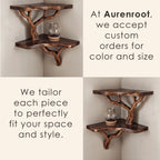 Driftwood corner wall shelf natural solid wood bookshelf art tree branch bookshelves unique floating shelves wall mount handmade furniture