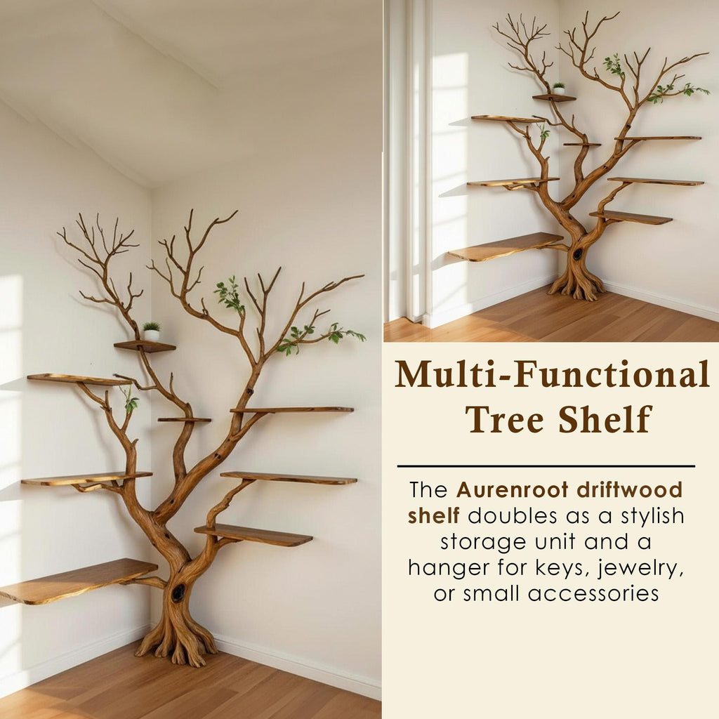 Corner tree branch wall shelves solid wood bookshelf wall mount floating shelf art decor for home