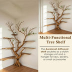 Corner tree branch wall shelves solid wood bookshelf wall mount floating shelf art decor for home