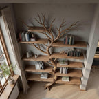 Driftwood corner tree branch solid wood bookshelf wall mount floating live edge furniture decoration
