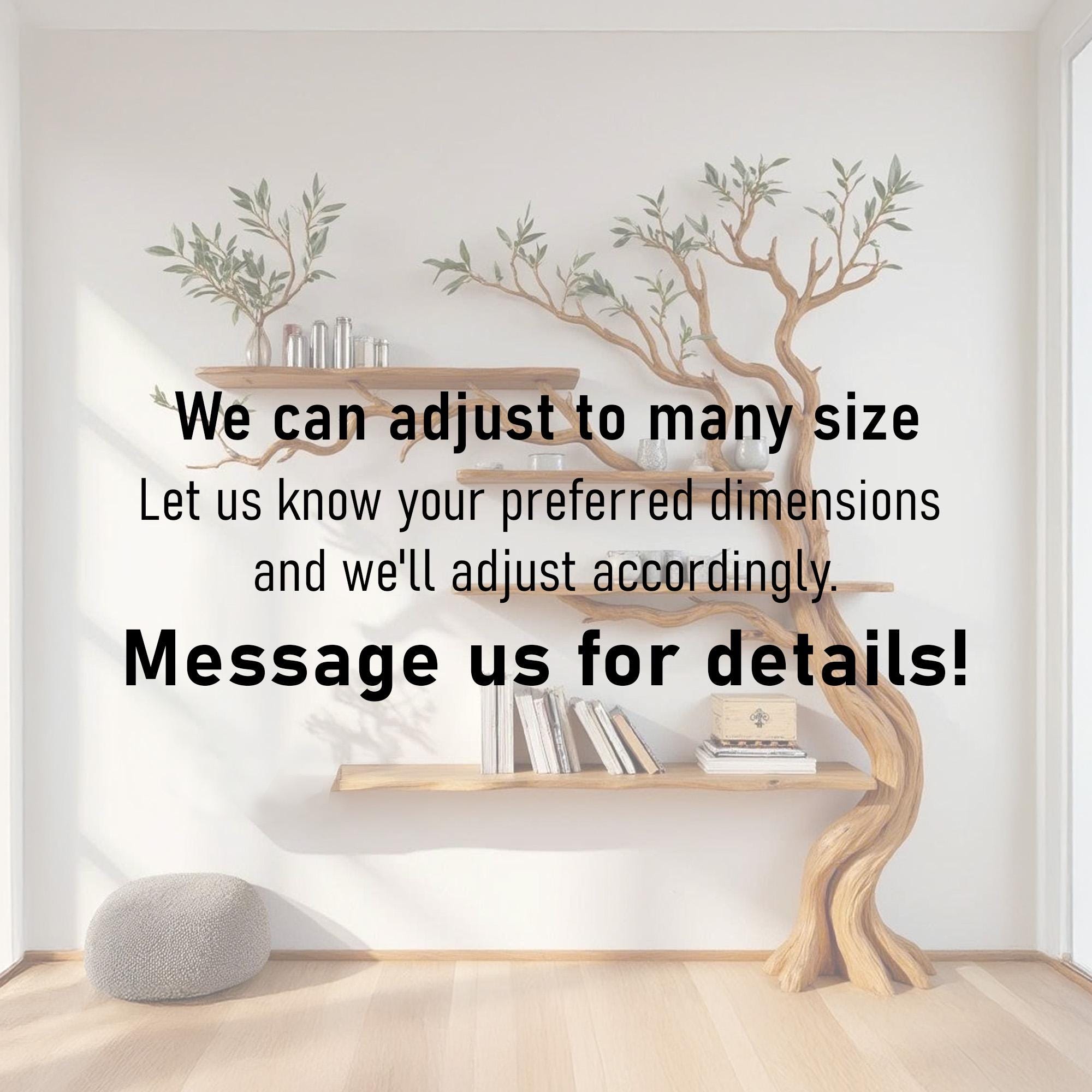 Tree branch shelf wall mounted floating bookshelf solid wood driftwood sculpture nature inspired wall art