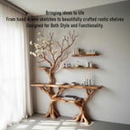 Tree branch console table driftwood side table solid wood entry table tree bookshelf display stand bookcase