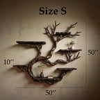 Wall mount driftwood tree shelf rustic bookshelf branch tree shape art sculptured housewarming